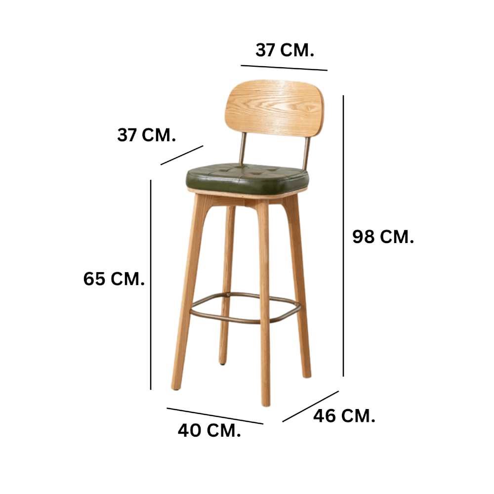 เก้าอี้บาร์ MY DOLLS HOUSE COCO 65 ซม. สีไม้อ่อน เบาะสีเขียว_1